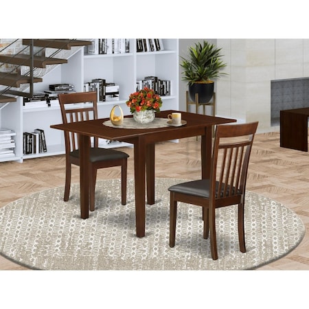 East West Furniture Norden Kitchen Table Set - Mahogany, Set of 3 NDCA3-MAH-LC